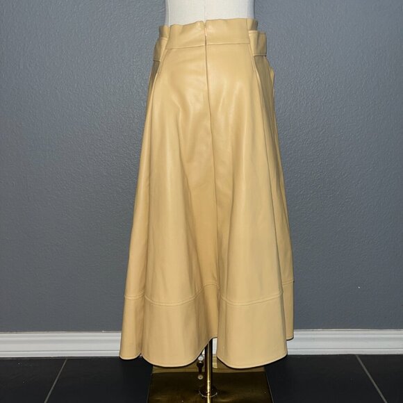 ANTHRO ANTHROPOLOGIE RYEGRASS REAL PECAN FAUX LEATHER FULL MIDI SKIRT. EUC  6 - Picture 7 of 12